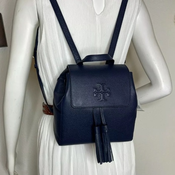 Tory Burch Thea backpack Navy Mini Size Tassel - Picture 3 of 6